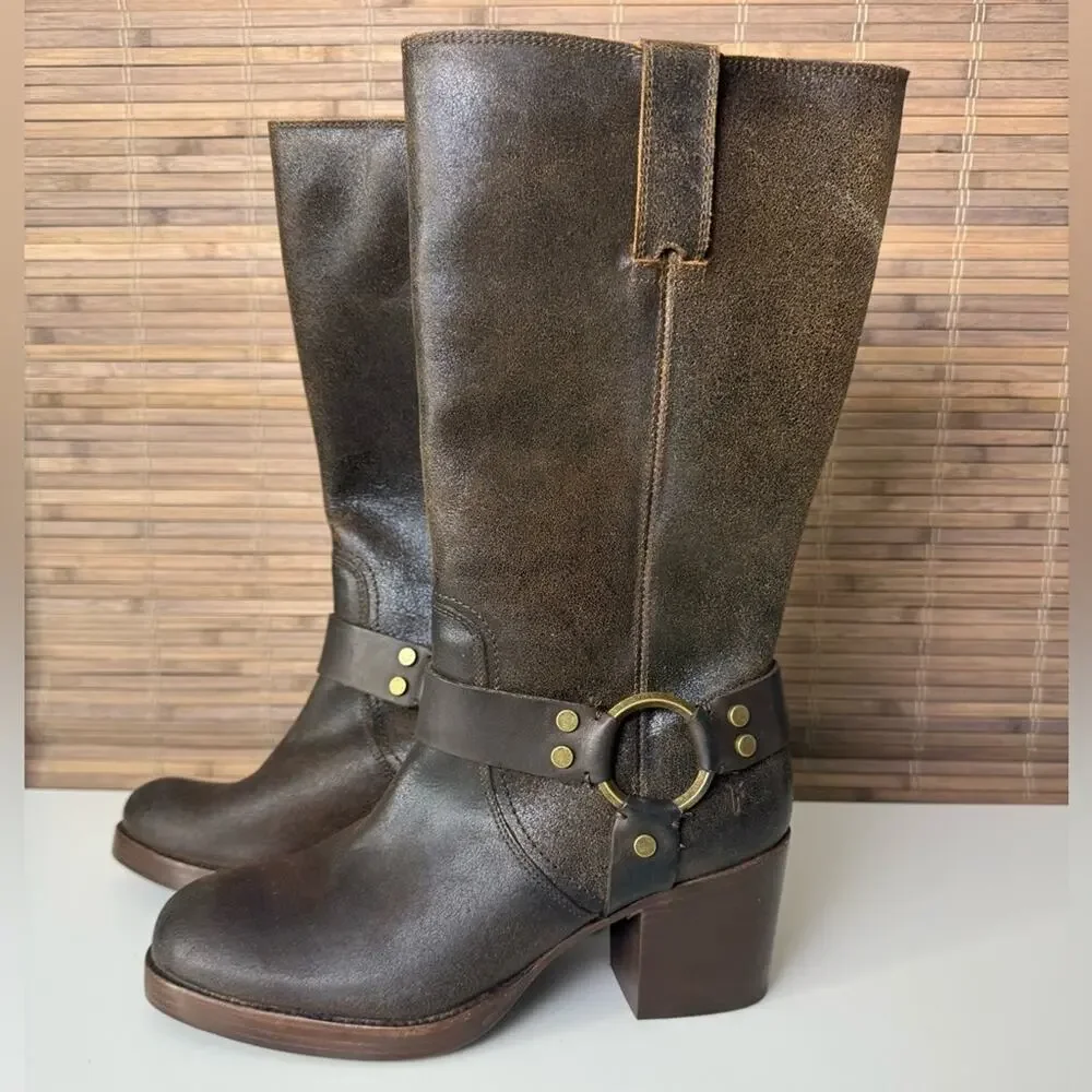 Frye Jean Harness Boot Chocolate 9.5 - Picture 7 of 10